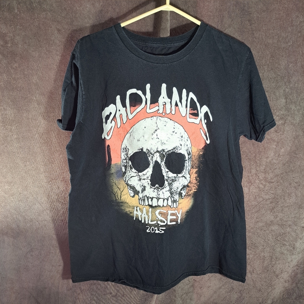 Halsey Badlands 2015 Large Skull Ombre Desert Black Graphic Tour Tee G L